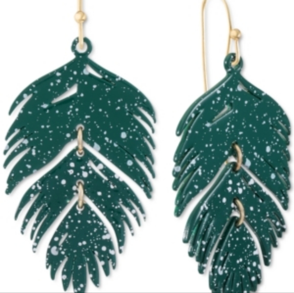 Alfani Gold-Tone Colored Palm Leaf Drop Earrings - Picture 3 of 3